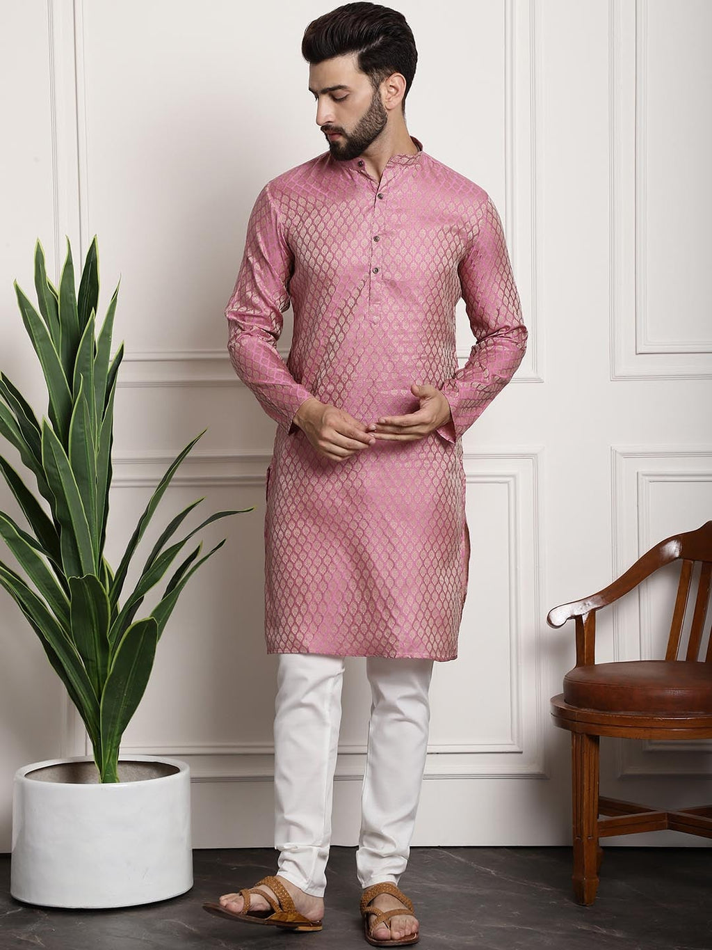 Sojanya Ethnic Motifs Regular Kurta With Churidar & With Nehru Jacket