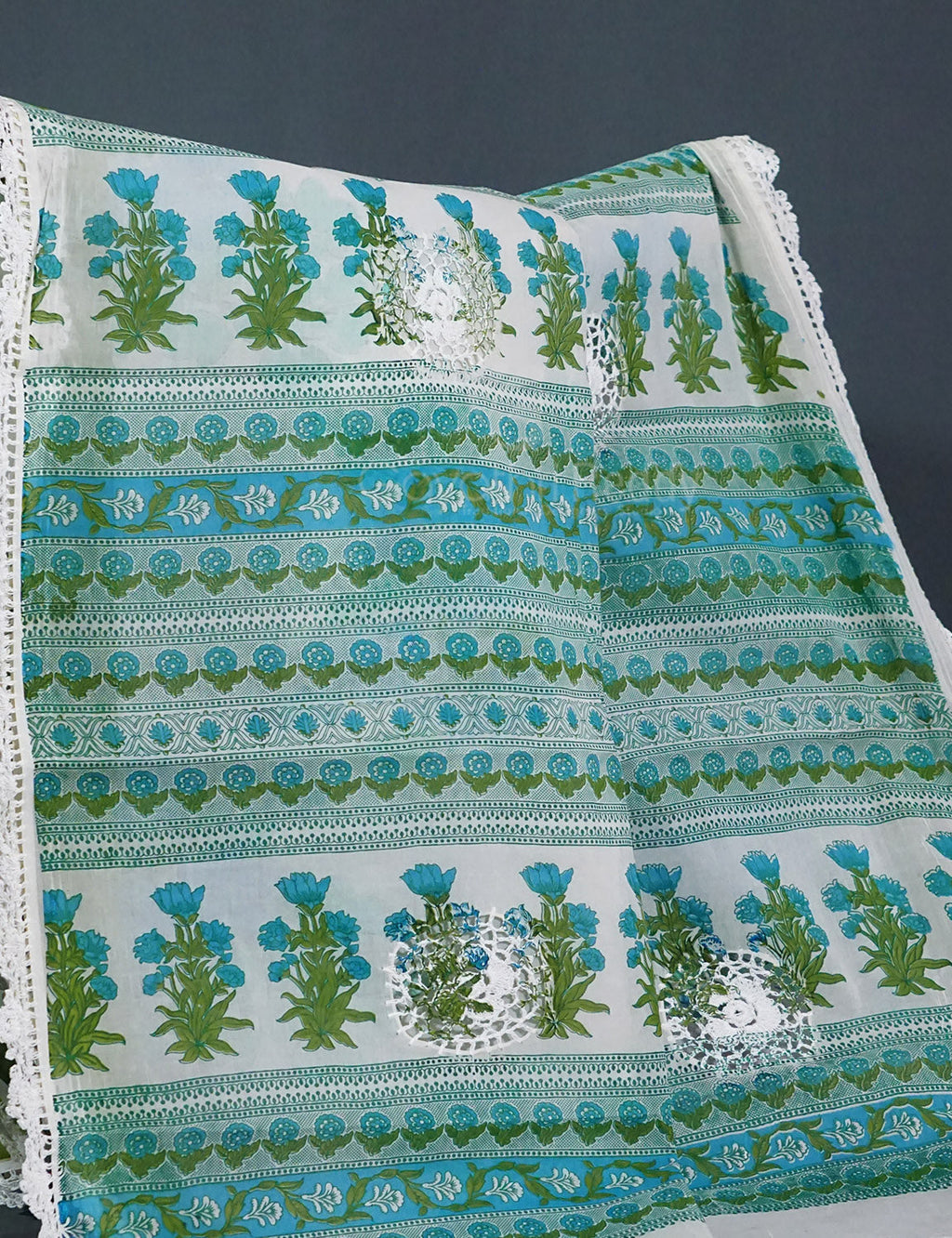 Off White Colour Block Print Crocia Mulmul Cotton Saree By Gayathri Reddy Designer Studio