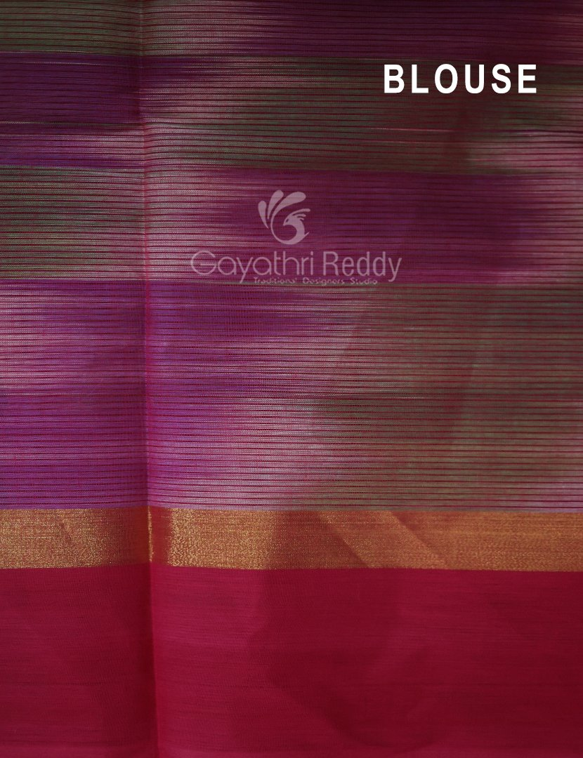 Dual Shades of Sea Green And Maroon Mangalagiri Ikkat Cotton Saree By Gayathri Reddy Designer Studio