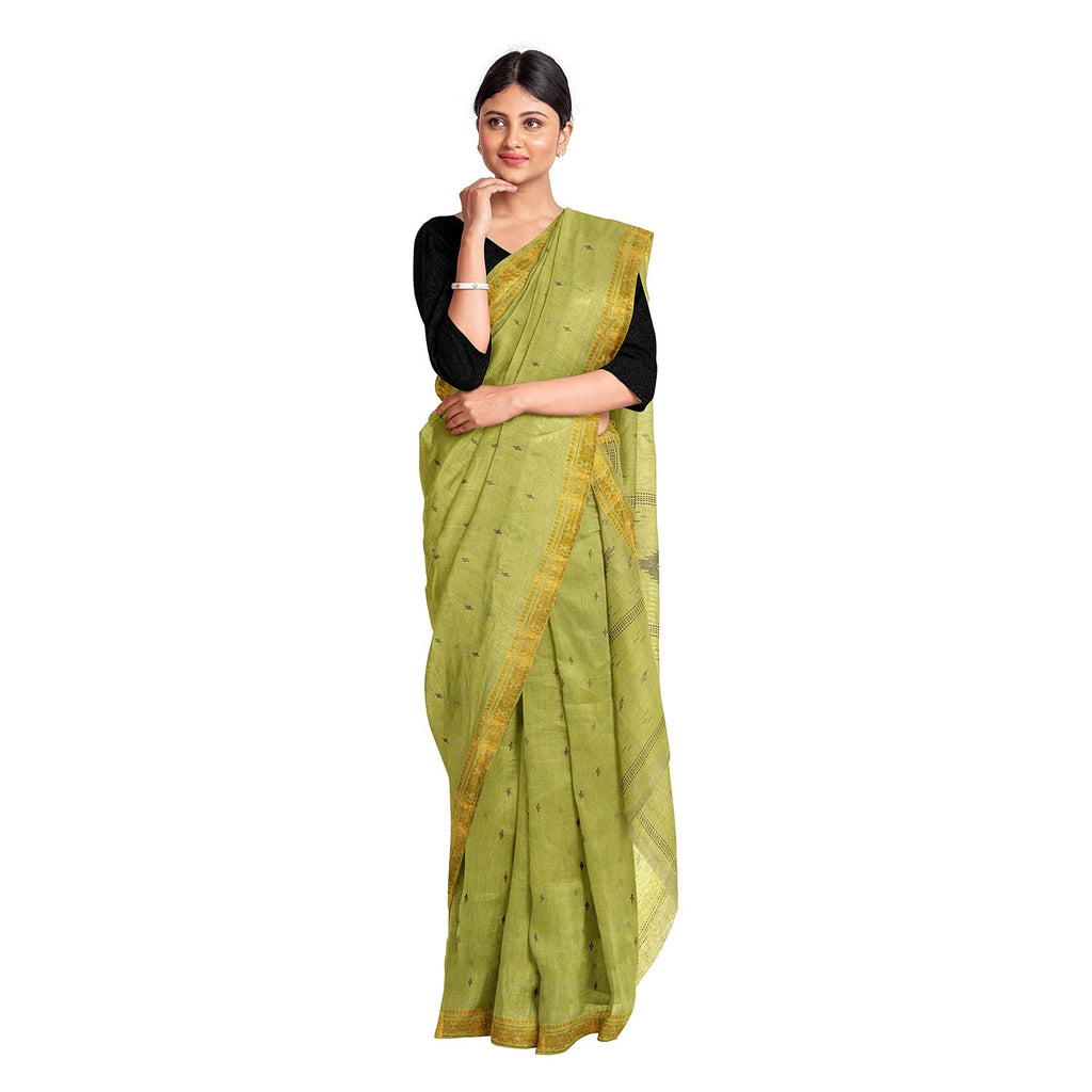 Exclusive Collection 100% Pure Cotton Green Saree With Printed Work