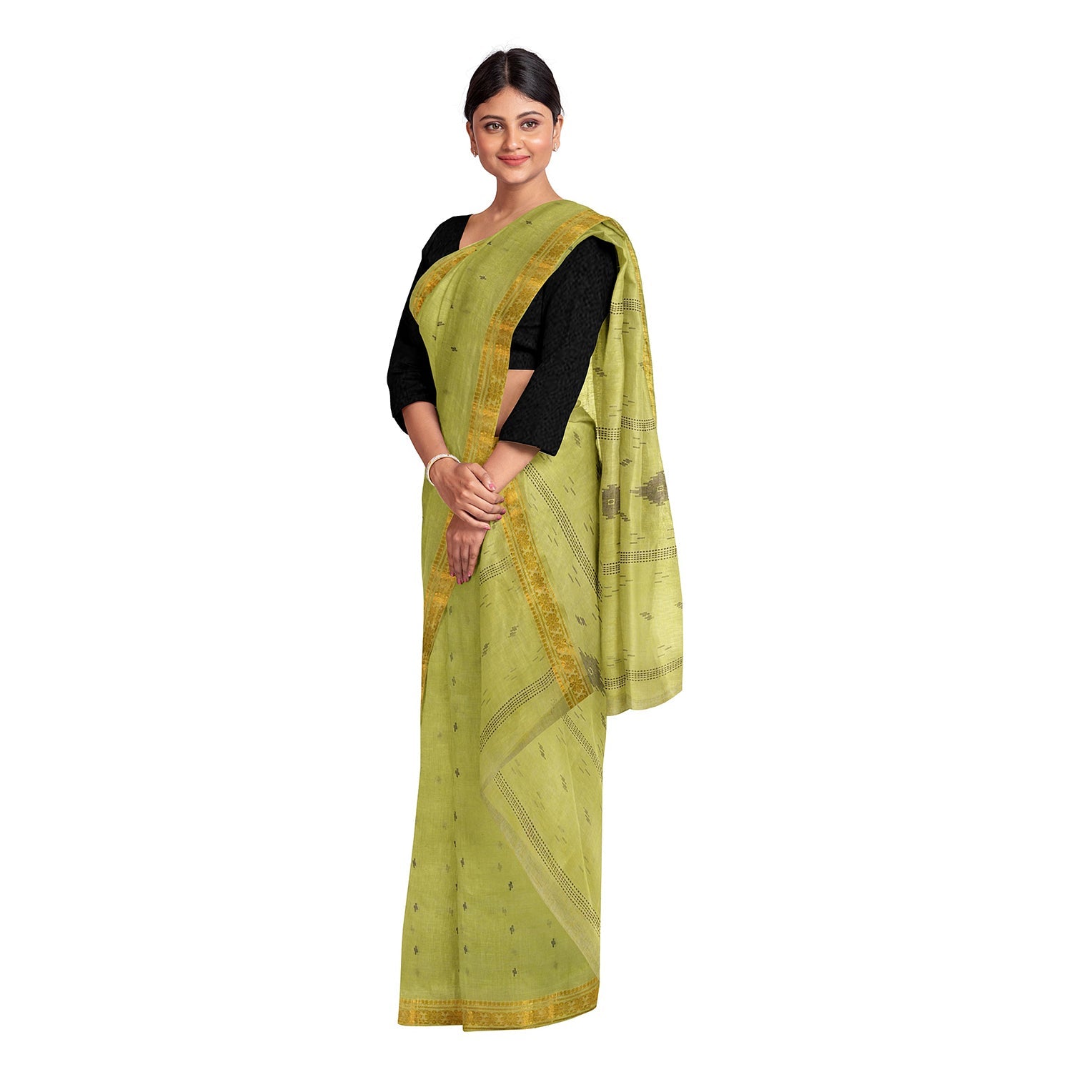 Exclusive Collection 100% Pure Cotton Green Saree With Printed Work