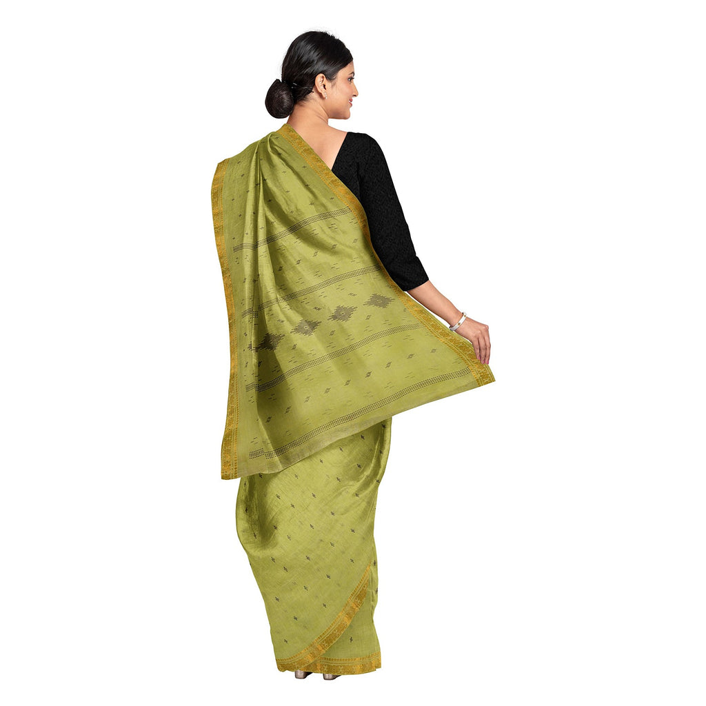 Exclusive Collection 100% Pure Cotton Green Saree With Printed Work