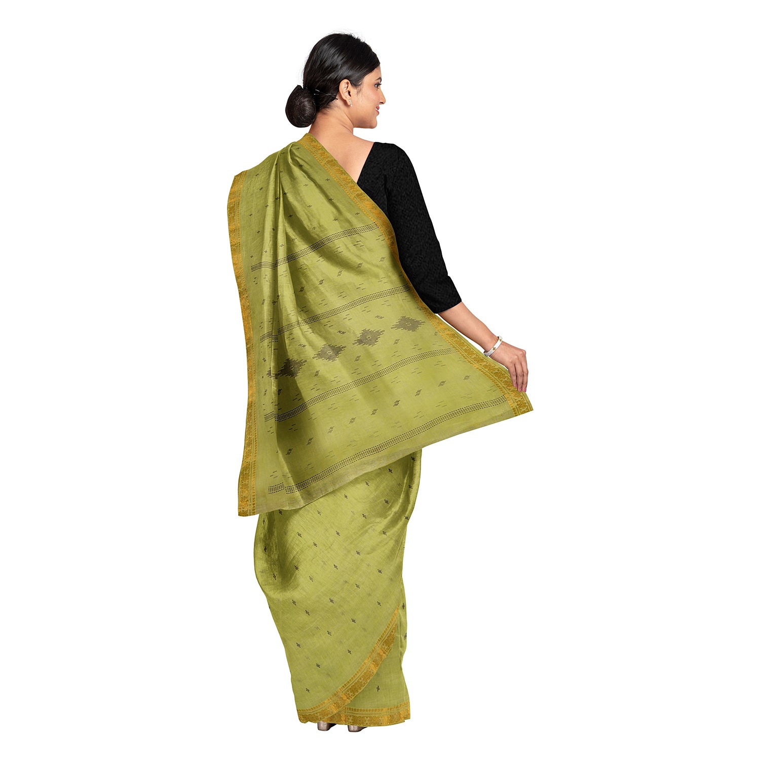 Exclusive Collection 100% Pure Cotton Green Saree With Printed Work