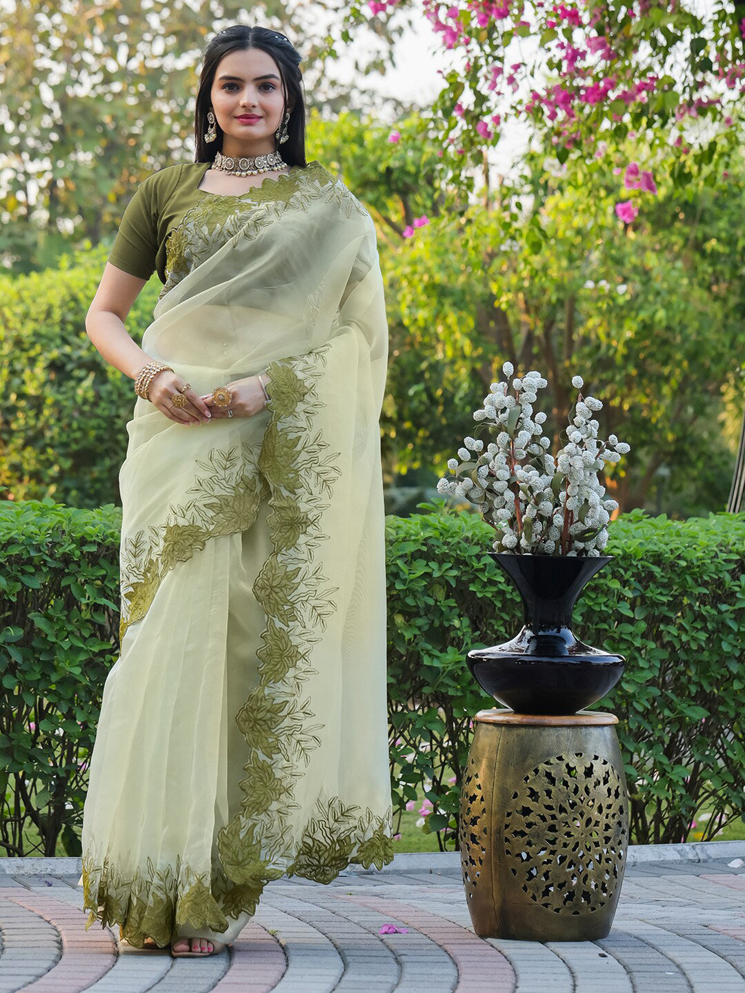 Tikhi Imli Embroidered Organza Saree