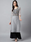 Aks Ethnic Motifs Yoke Design Thread Work Chanderi Silk Kurta