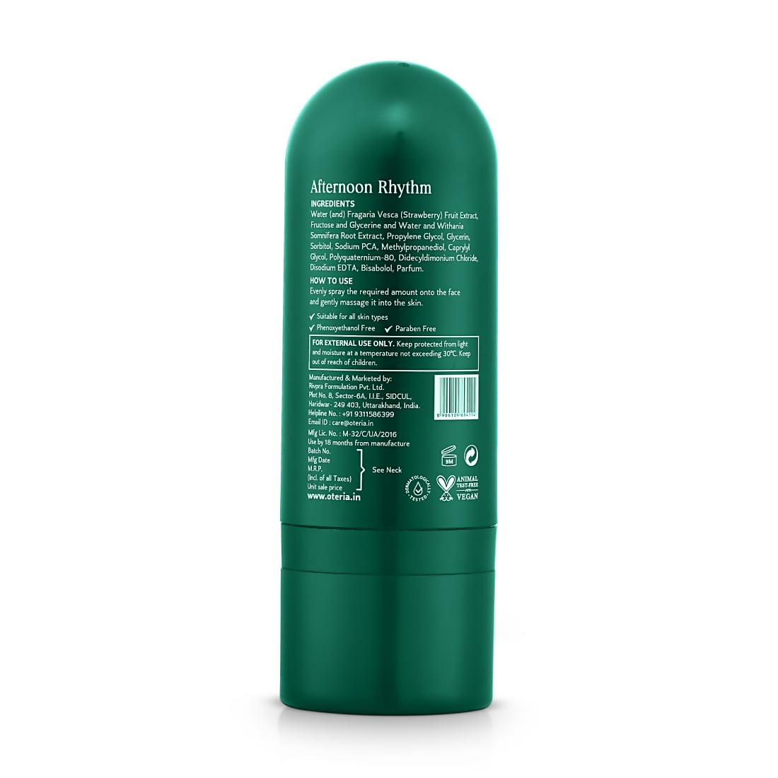 Oteria Radiant Berry Mist Toner For Glowing Complexion & Balances Oily, Dry