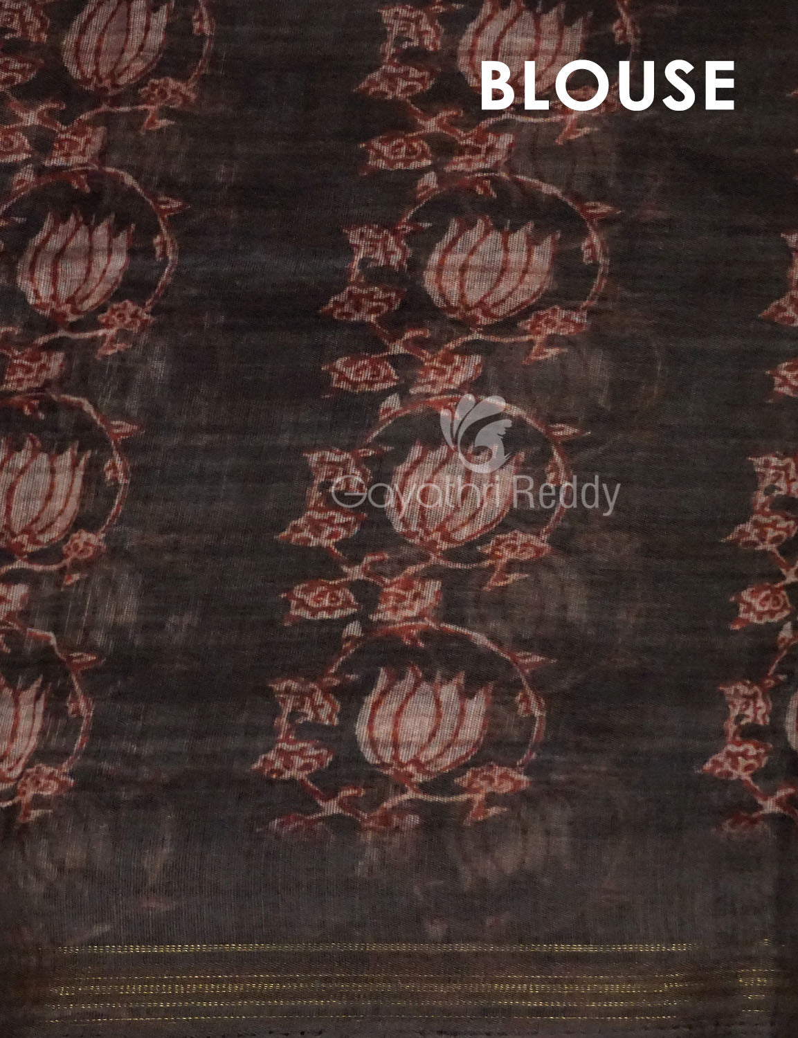 Dark Coffee Brown Colour Lotus Design Semi Chanderi Saree By Gayathri Reddy Designer Studio