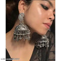 Tehzeeb Creations Women's Black Colour Oxidised Jhumki