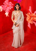 Monjolika Fashion Off White Tissue Weaving Zari Ceremonial Contemporary Saree