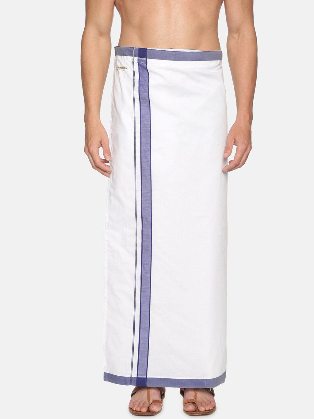 Sethukrishna Men White Solid Cotton Dhoti