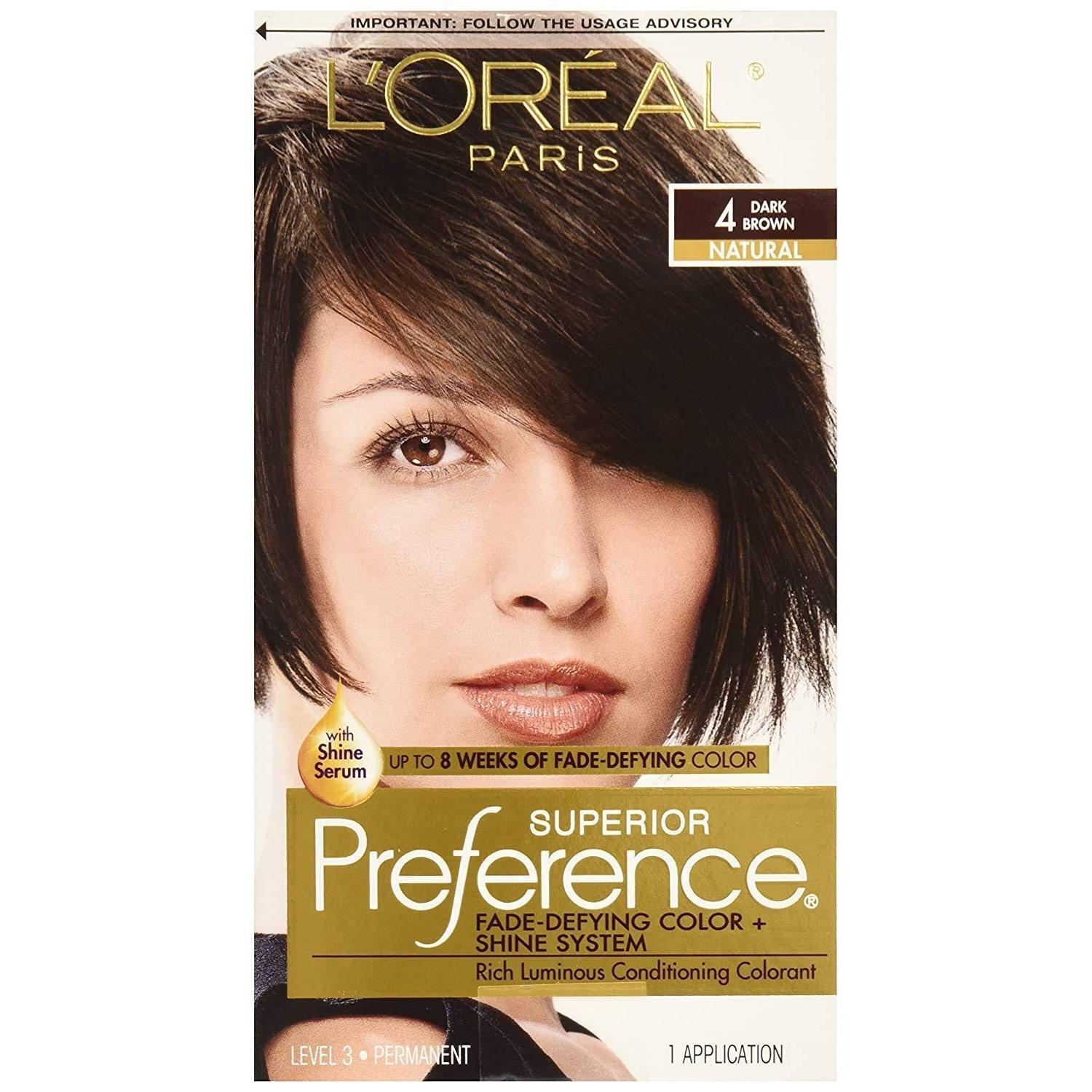 Superior Preference L'Oreal Paris 4 Dark Brown Natural Level 3 Permanent Hair Color, 1 Application