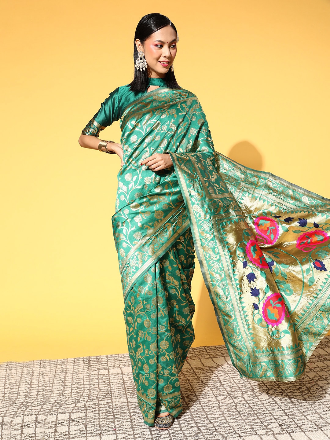 Saree Mall Ethnic Motifs Saree With Woven Design Border