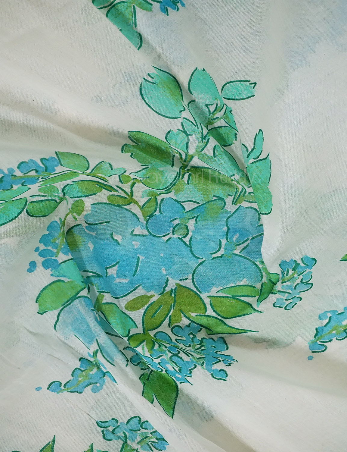 Off White Colour Block Print Crocia Mulmul Cotton Saree By Gayathri Reddy Designer Studio