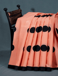 Peach And Black Block Print Pure Mulmul Cotton Saree By Gayathri Reddy Designer Studio