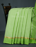Light Green With Checks Pure Mangalgiri Cotton Saree By Gayathri Reddy Designer Studio