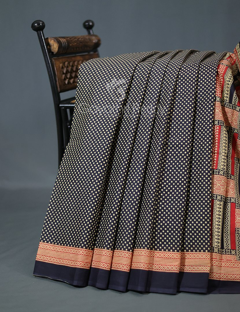 Black Coloured Combination Printed Cotton Saree By Gayathri Reddy Designer Studio