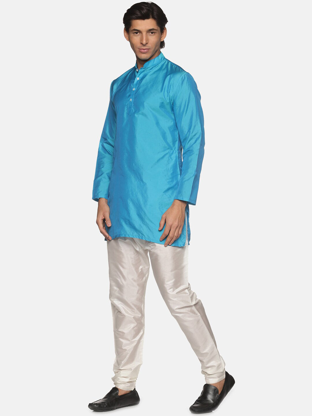 Sethukrishna Men Turquoise Blue Kurta with Pyjamas
