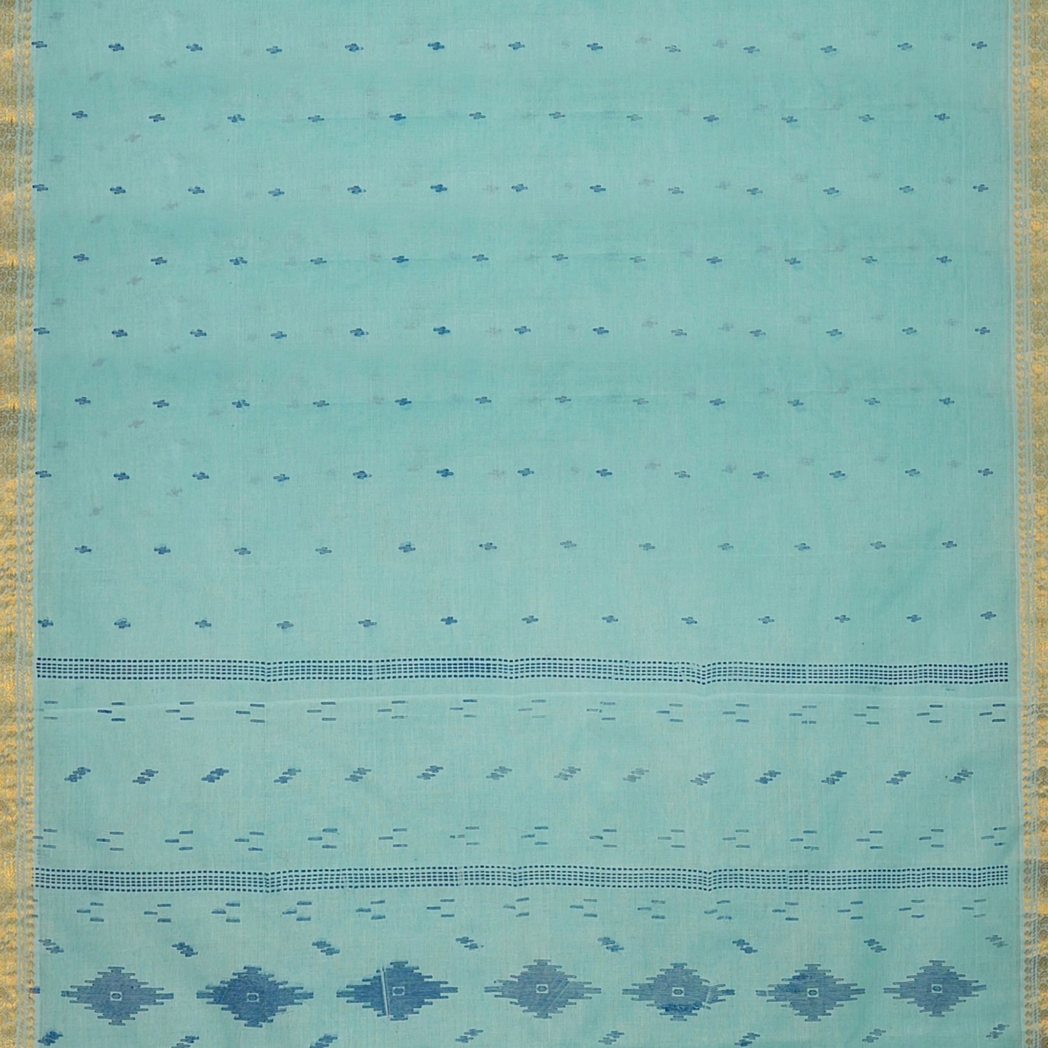 Exclusive Collection 100% Pure Cotton Sea Green Tant Saree With Hand Weaving Work
