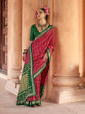 Monjolika Fashion Rani Pink Silk Blend Patola Print Classic Saree