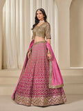 Monjolika Fashion Hot Pink Chinon Silk With Embroidered, Sequins, Thread And Zari Work Lehenga Choli