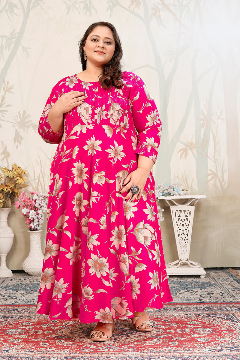 Monjolika Fashion Rani Pink Ceremonial Rayon Designer Kurti