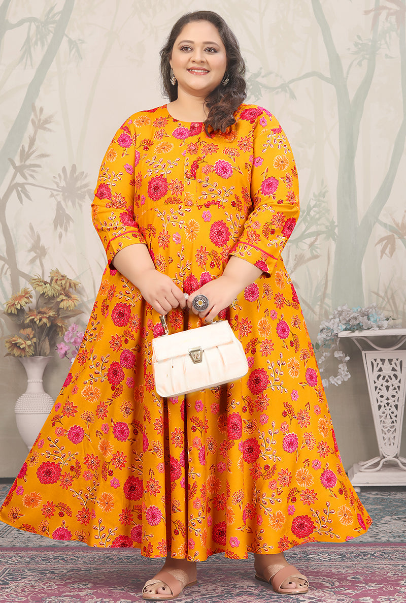 Monjolika Fashion Yellow Ceremonial Rayon Designer Kurti