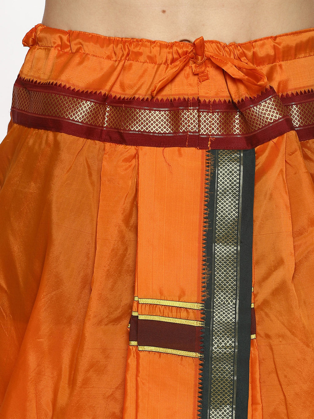 Sethukrishna Men Orange Solid Readymade Dhoti Pants With Angavastram