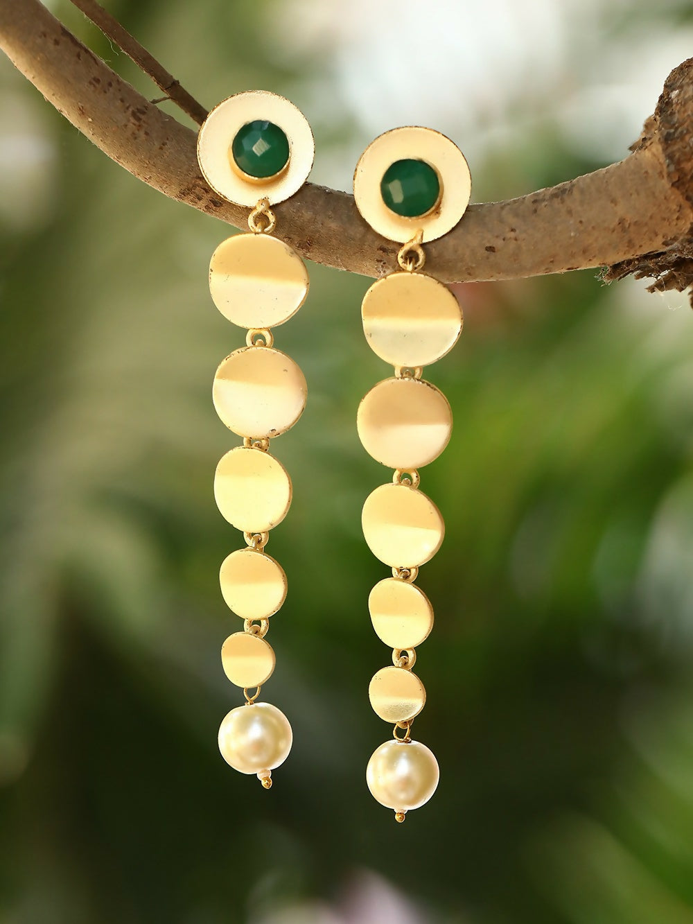 Joban Fashion Women Long Pattern Matte Gold Earrings