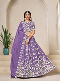 Monjolika Fashion Light Purple Embroidered Crush Organza Lehenga Choli