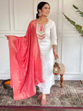The52 Embroidered Viscose blend Fabric Straight Kurta, Pant and Dupatta Set