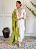 The52 Embroidered Viscose blend Fabric Straight Kurta, Pant and Dupatta Set