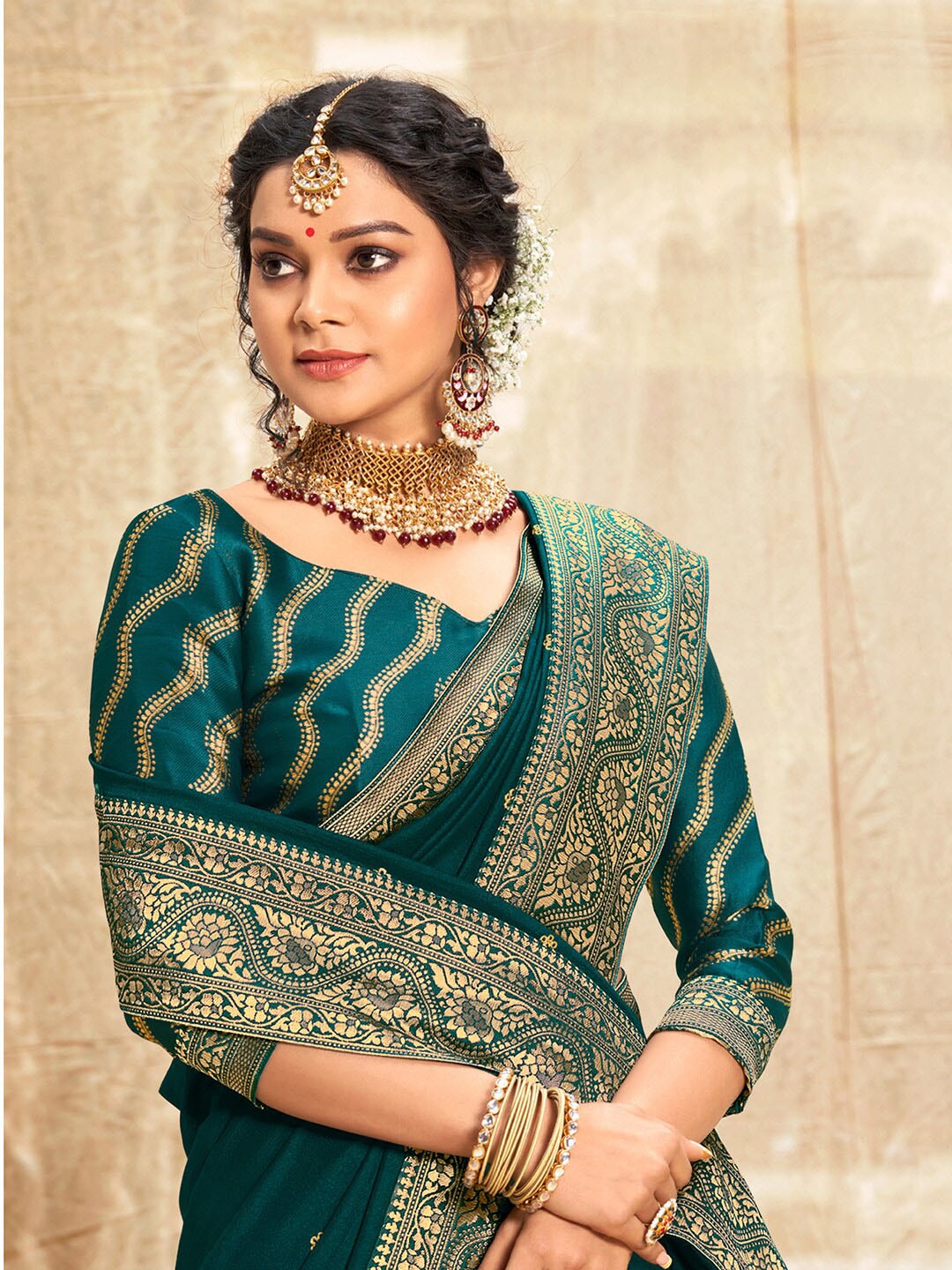 Saree Mall Ethnic Motifs Woven Design Zari Sarees