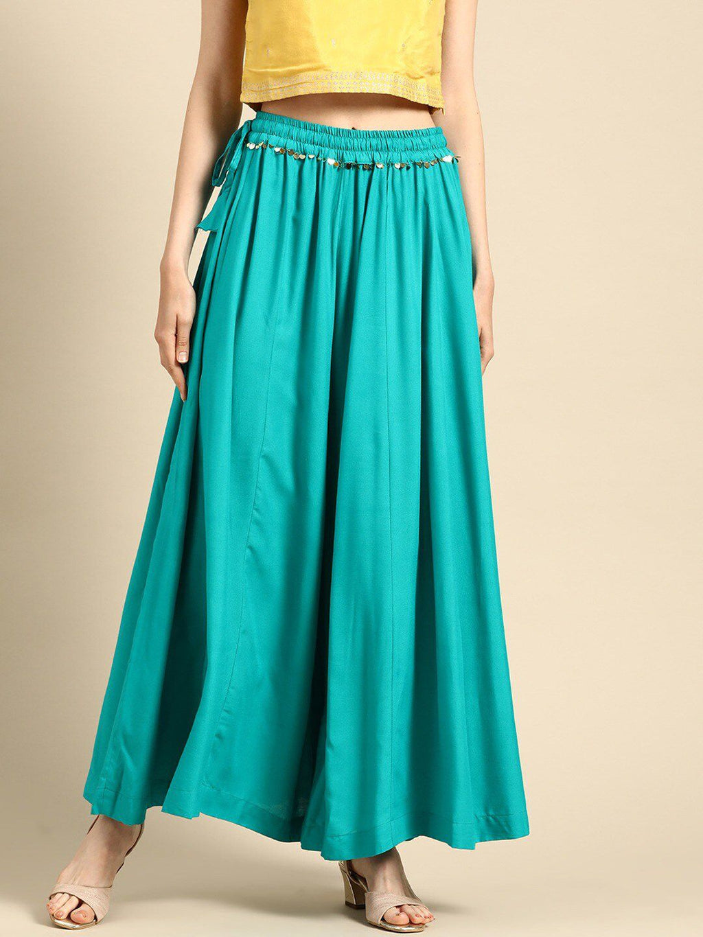 TAG 7 Women Flared Ethnic Palazzos
