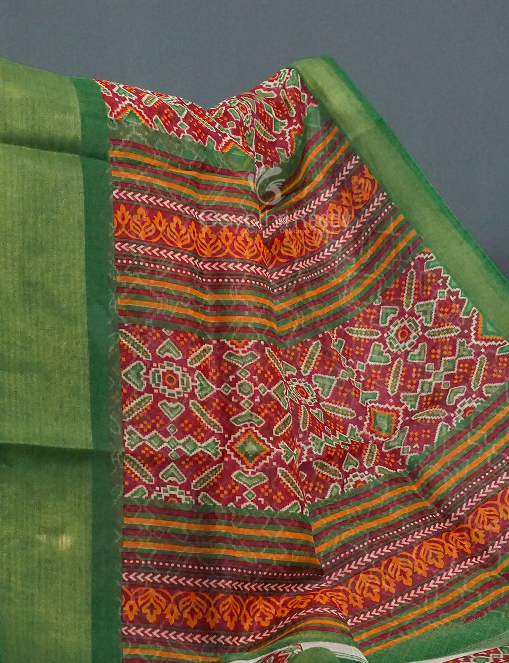 Shades of Maroon Colour Patola Design Semi Chanderi Saree By Gayathri Reddy Designer Studio