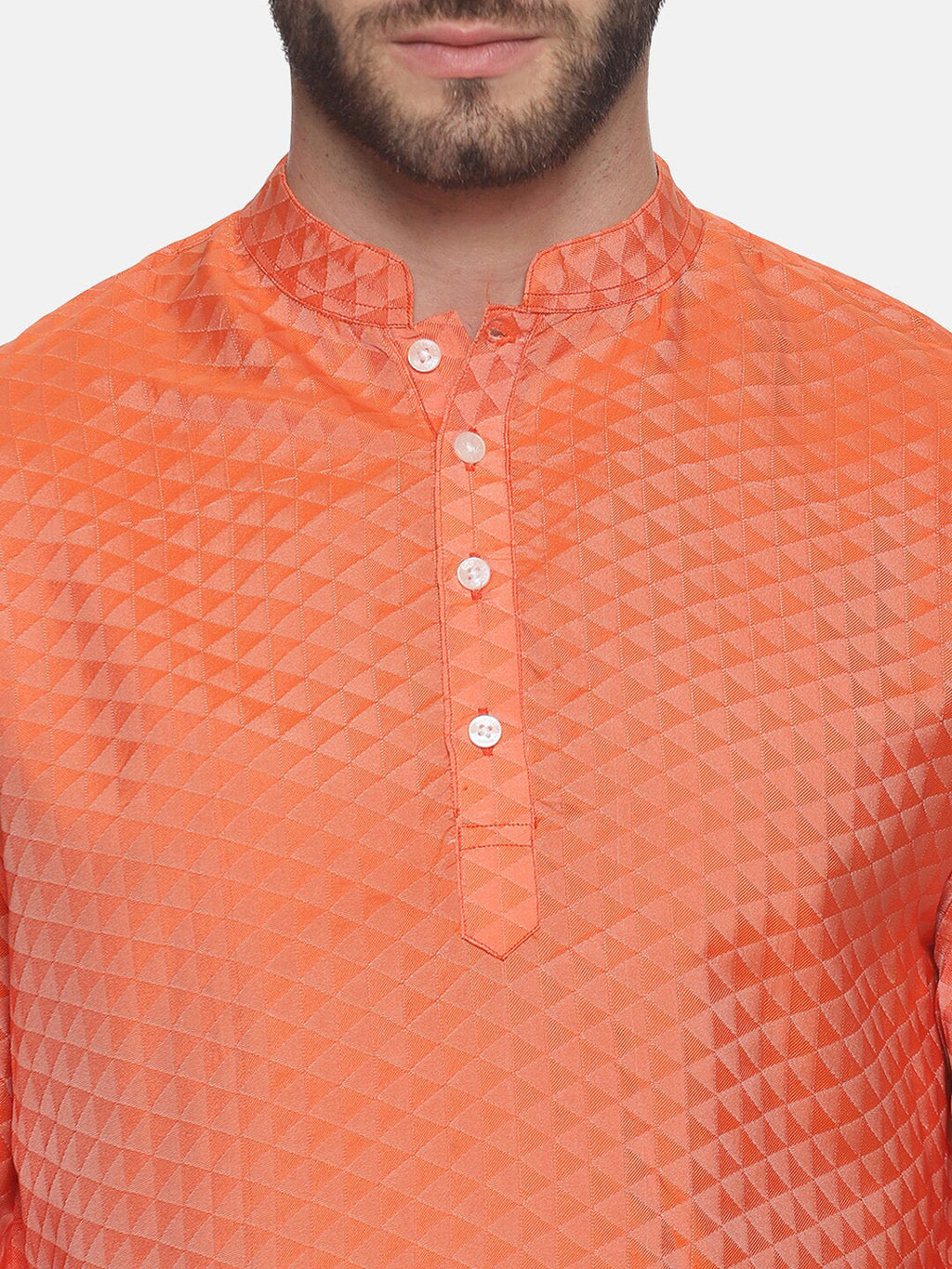 Sethukrishna Men Orange Empire Kurta with Dhoti Pants