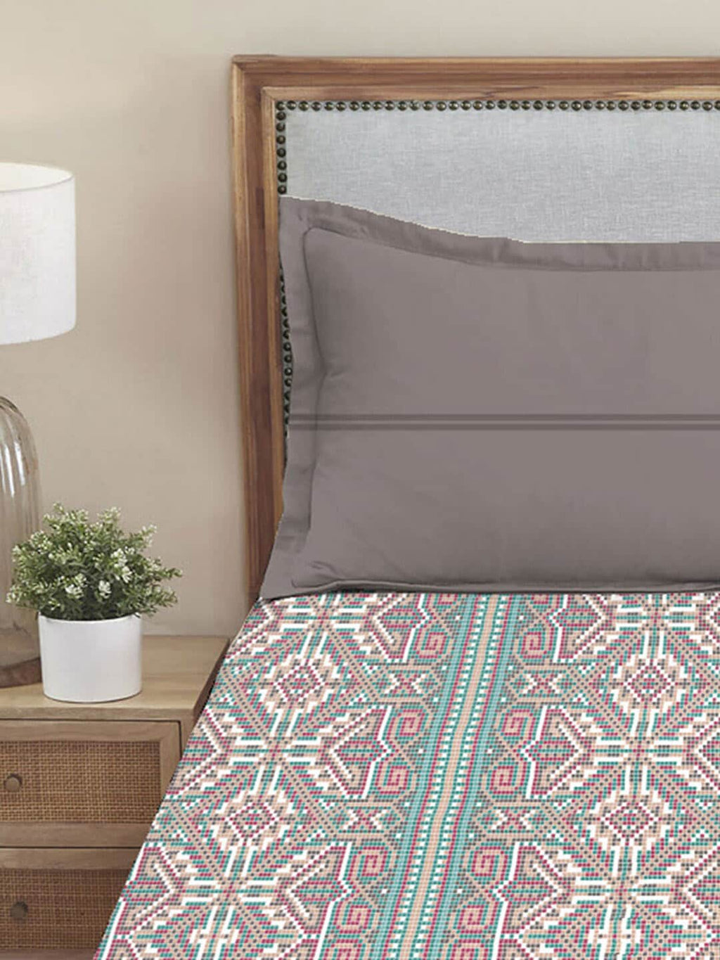 MYTRIDENT Dusk and Dawn Brown Printed Pure Cotton 144 TC Queen Bedsheet Pillow Covers