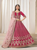 Monjolika Fashion Embroidered Rani Pink Art Silk Designer Long Lehenga Choli