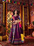 Monjolika Fashion Purple Viscose Cotton Digital Print Mirror Work Navratri Chaniya Choli With Dupatta