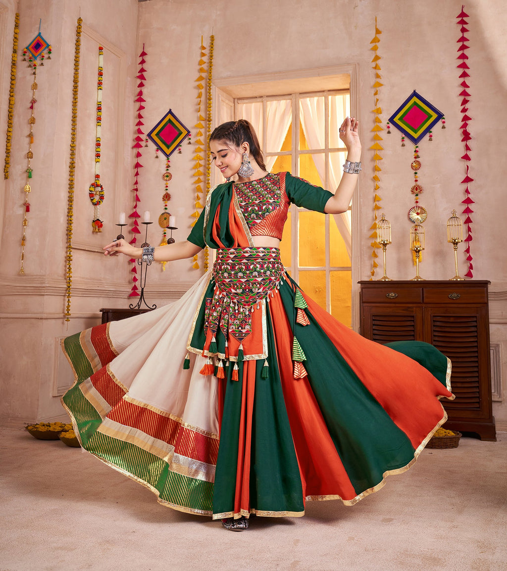 Monjolika Fashion Traditional Style Colorful Viscose Cotton Chaniya Choli Set For Navratri