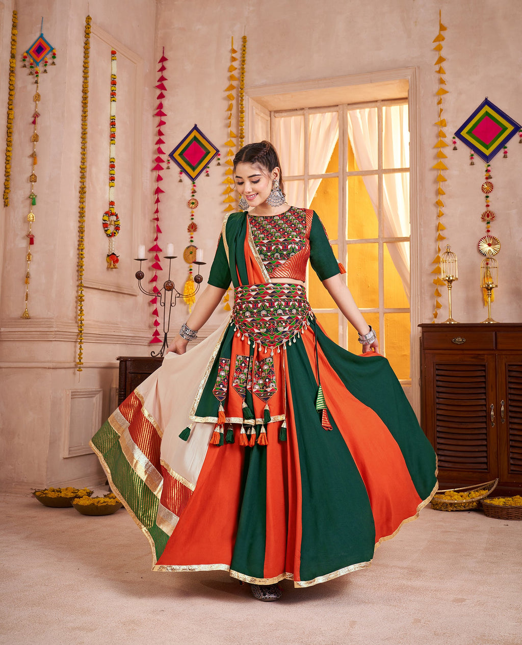 Monjolika Fashion Traditional Style Colorful Viscose Cotton Chaniya Choli Set For Navratri