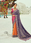 Monjolika Fashion Multicolor Embroidered Georgette Bandhej Designer Saree