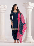 Monjolika Fashion Embroidered Chanderi Silk Navy Blue Mirror Work Salwar Kameez