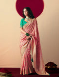 Monjolika Fashion Viscose Silk Light Pink Saree With Rich Zari Weaving & Designer Tassels