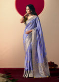 Monjolika Fashion Viscose Silk Lavender Saree With Rich Zari Weaving & Designer Tassels