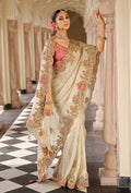 Monjolika Fashion Silk Blend Silk Saree In Off White With Rich Meenakari Zari Weaving