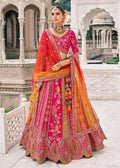 Monjolika Fashion Rani Pink Silk Bridal With Sequins Embroidery And Stone Work Lehenga