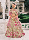 Monjolika Fashion Cream Silk Bridal With Sequins Embroidery And Stone Work Lehenga