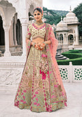 Monjolika Fashion Cream Silk Bridal With Zari Embroidery And Stone Work Lehenga