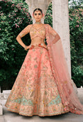 Monjolika Fashion Peach Silk Bridal With Thread Embroidery And Stone Work Lehenga