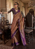 Monjolika Fashion Brown Exclusive Tussar Silk With Elegant Weaving Work Traditional Saree